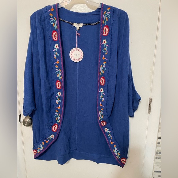 Umgee Full Size Fringe Hem Open Front Printed Kimono Sleeve Cover-Up Plus Size
